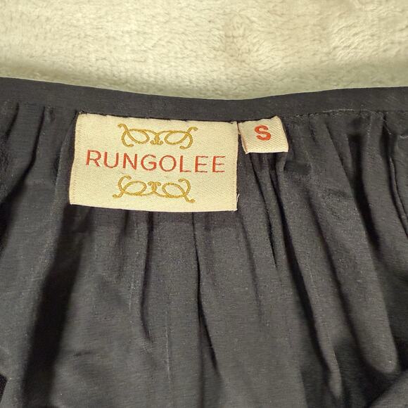 Rungolee Silk Blouse Black Gray Embroidered Beaded Women’s Size Small Boho - Picture 4 of 7